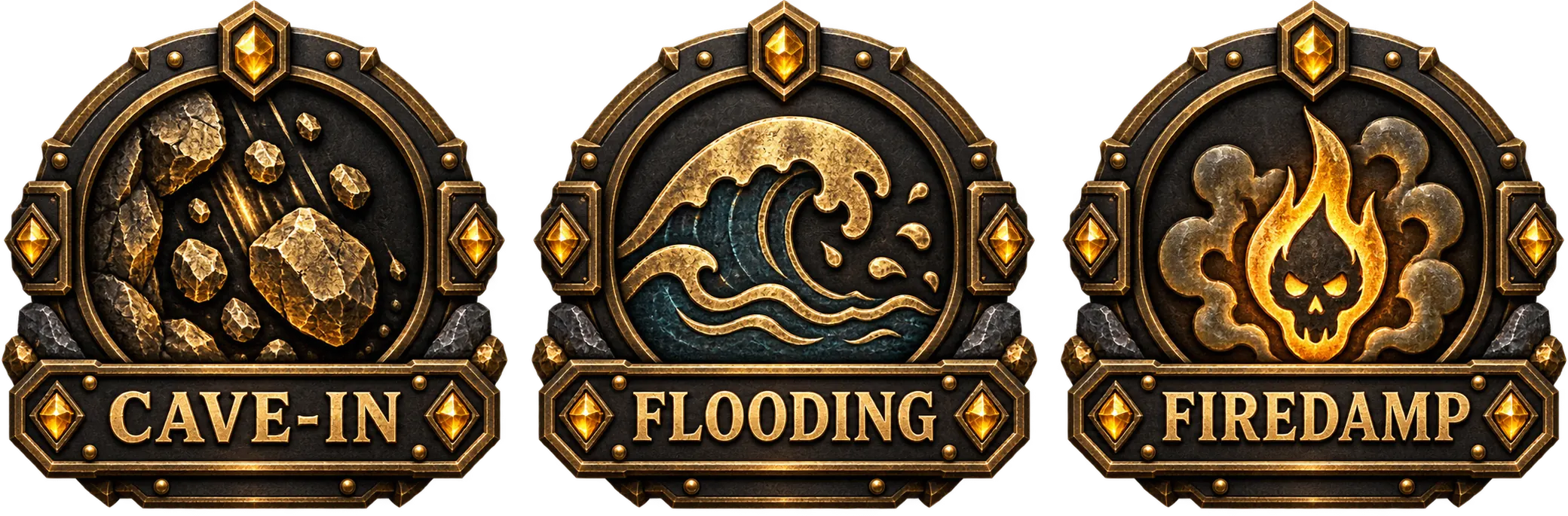 Cave-in, flooding, firedamp